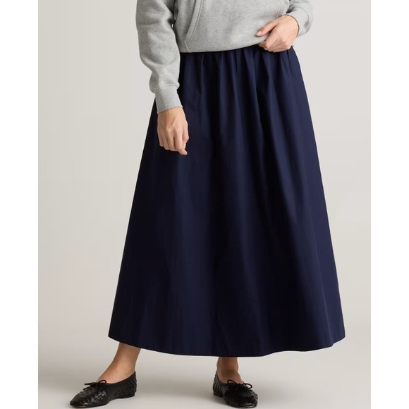 NEW Quince Women 100% Organic Cotton Poplin A-Line Maxi Skirt Navy XL X-LARGE - Picture 5 of 15